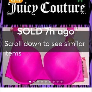 Juicy Couture Day Glo Pink Sexy Push Up Bra Gold Bling Logo on Straps, 36D. NWT.